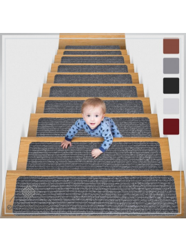New Carpet Stair Treads NON-SLIP MACHINE WASHABLE Mats, 20x67cm, Rubberback