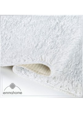 Shaggy Glitter/Sparkly Washing Machine Non-Slip Rug Round Hallway Runner Mat/Rug, White