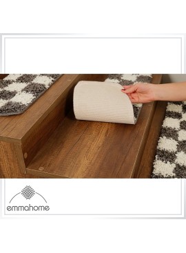 Stair Treads Mat Non Slip Skid Cleaning Machine Washable, Shaggy Chess 20x65cm-15pc in Box